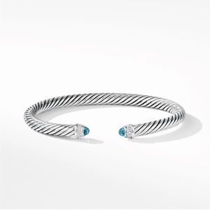 David Yurman Cable Classics Bracelet Sterling Silver Blue Topaz & Pavé Diamonds